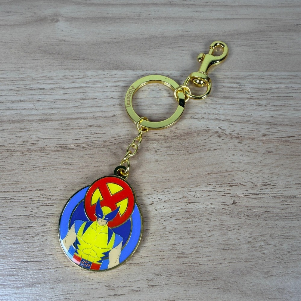Loungefly Marvel Studios X-Men Wolverine Keychain Gold 97 Enamel Key Ring Clip‎